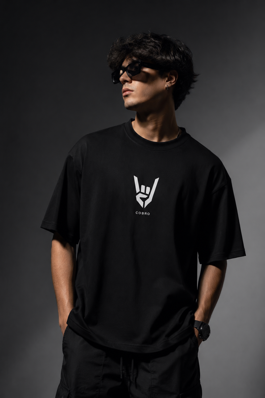 COBRO Premium Merch — Men’s Black Tee | Front Print