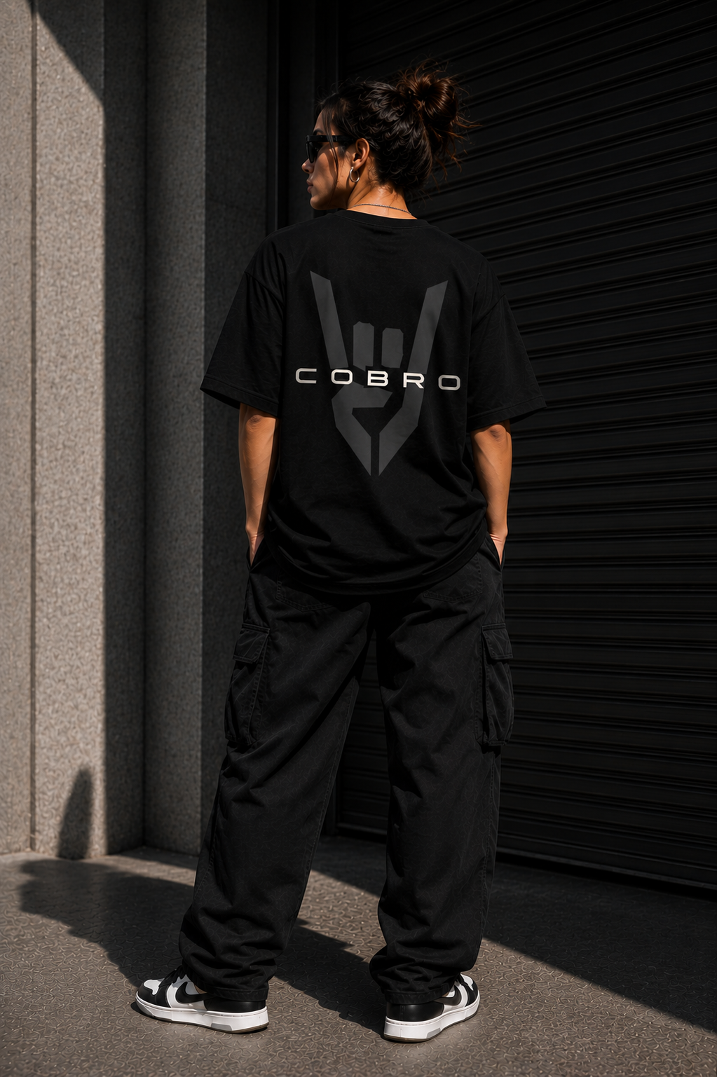 COBRO Premium Merch — Women’s Black Tee | Back Print